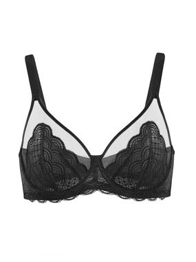 HSIA Mermaid Scales Lace Underwire Bra - 38DDD (38F) - Black